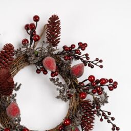 Scottish Everlastings Ltd 35cm Berry & Pine Cone Wreath in Red - thumbnail 3