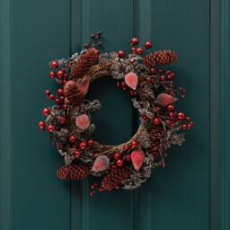 Scottish Everlastings Ltd 35cm Berry & Pine Cone Wreath in Red - thumbnail 1