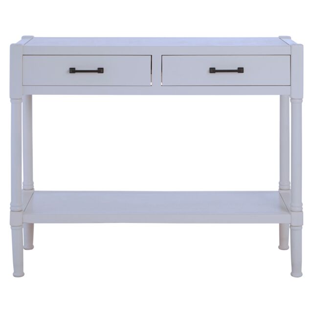 Orsina Two Drawer Console Table for Hallway, Pine Wood Hallway Table for Home Décor, Wood Table with 2 Drawers for Office in White - image 1