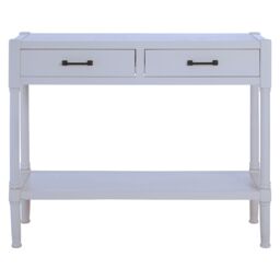 Orsina Two Drawer Console Table for Hallway, Pine Wood Hallway Table for Home Décor, Wood Table with 2 Drawers for Office in White