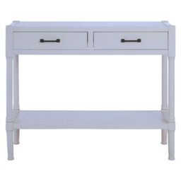 Orsina Two Drawer Console Table for Hallway, Pine Wood Hallway Table for Home Décor, Wood Table with 2 Drawers for Office in White - thumbnail 6