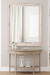 MirrorOutlet Buxton Ivory Large Leaner Mirror 140 x 109 CM in Beige - Size: 1 Pack