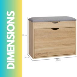 Pirlo Plush Shoe Storage Bench With Cushioned Seat & Hidden Storage in Natural - thumbnail 5