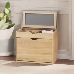 Pirlo Plush Shoe Storage Bench With Cushioned Seat & Hidden Storage in Natural - thumbnail 2