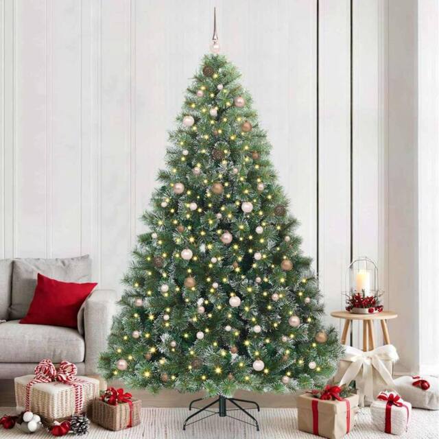 Berkfield Home Artificial Christmas Tree with 300 LEDs Green 240 cm PE & PVC - image 1