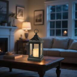 Bright Zeal 2 Pcs 24cm Black Vintage Decorative Candle Lanterns with Glass Panels - thumbnail 7