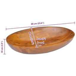 Berkfield Home Basin Solid Teak Wood 60x40x10 cm in Brown - Size: 60 x 40 x 10 cm - thumbnail 7