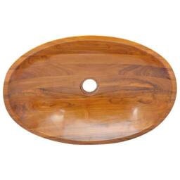 Berkfield Home Basin Solid Teak Wood 60x40x10 cm in Brown - Size: 60 x 40 x 10 cm - thumbnail 5