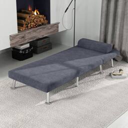 Wyld Haus Tomi Safi Charcoal Grey Velvet Feel 3 in 1 Single Sleeper Chair - thumbnail 8
