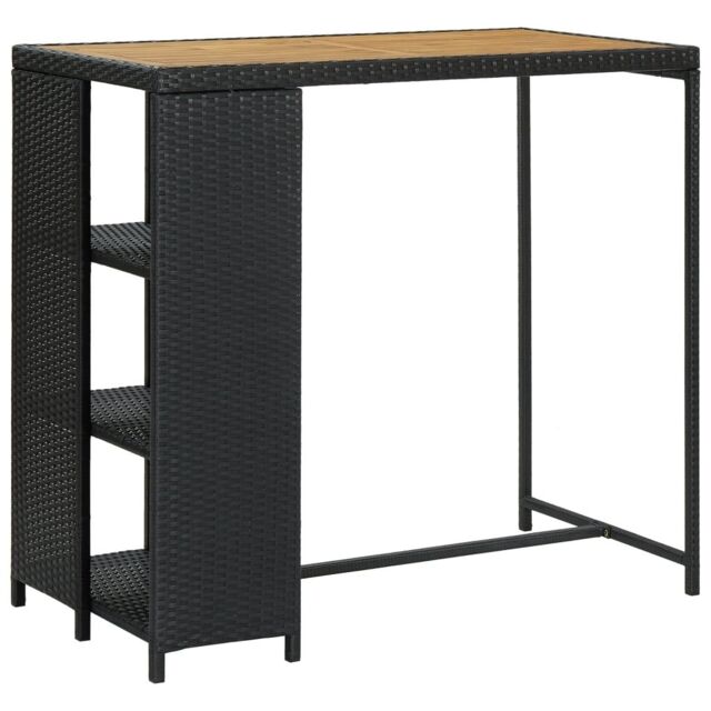 Berkfield Home Bar Table with Storage Rack Black 120x60x110 cm Poly Rattan - Size: 120 x 60 x 110 cm - image 1