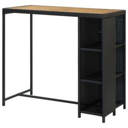 Berkfield Home Bar Table with Storage Rack Black 120x60x110 cm Poly Rattan - Size: 120 x 60 x 110 cm - thumbnail 4