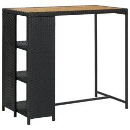 Berkfield Home Bar Table with Storage Rack Black 120x60x110 cm Poly Rattan - Size: 120 x 60 x 110 cm