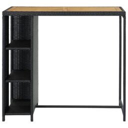 Berkfield Home Bar Table with Storage Rack Black 120x60x110 cm Poly Rattan - Size: 120 x 60 x 110 cm - thumbnail 2