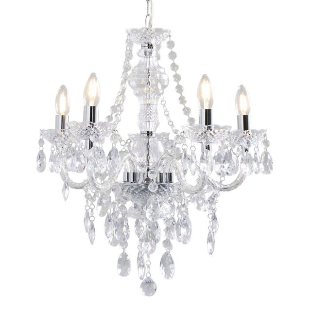 Pagazzi Vivienne 5 Light Chrome & Clear Chandelier Ceiling Pendant in Silver - image 1
