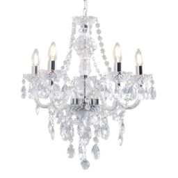 Pagazzi Vivienne 5 Light Chrome & Clear Chandelier Ceiling Pendant in Silver - thumbnail 1
