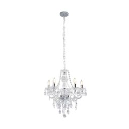Pagazzi Vivienne 5 Light Chrome & Clear Chandelier Ceiling Pendant in Silver - thumbnail 3