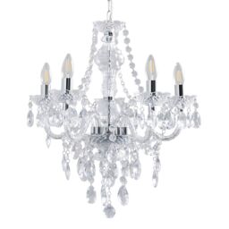Pagazzi Vivienne 5 Light Chrome & Clear Chandelier Ceiling Pendant in Silver - thumbnail 2