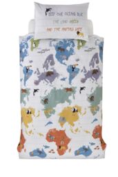 Rapport Home PH My World Polycotton Reversible Duvet Cover Set With Pillowcase in White - Size: Double - thumbnail 4