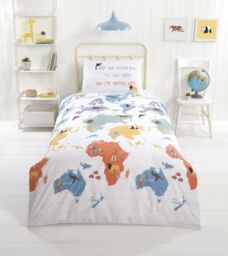 Rapport Home PH My World Polycotton Reversible Duvet Cover Set With Pillowcase in White - Size: Double - thumbnail 1