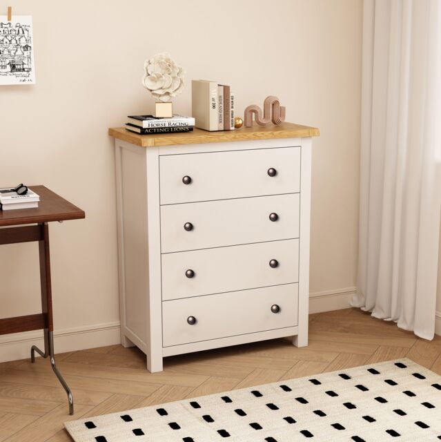 Cabinet Bits Maggiori 4 Drawer Chest of Drawers Brass Knob in Off-White - image 1