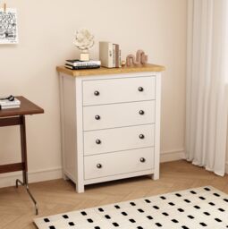 Cabinet Bits Maggiori 4 Drawer Chest of Drawers Brass Knob in Off-White
