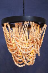 Orsina Rustic Wood Bead Chandelier, Coastal Weathered Bead Light Fixture, Hanging Pendant, Height Adjustable Light in Brown - thumbnail 5