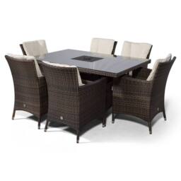 Thats Furniture Savannah Rectangle 6 Seat Rattan Dining Set Ice Bucket Drinks Cooler in Brown - thumbnail 6
