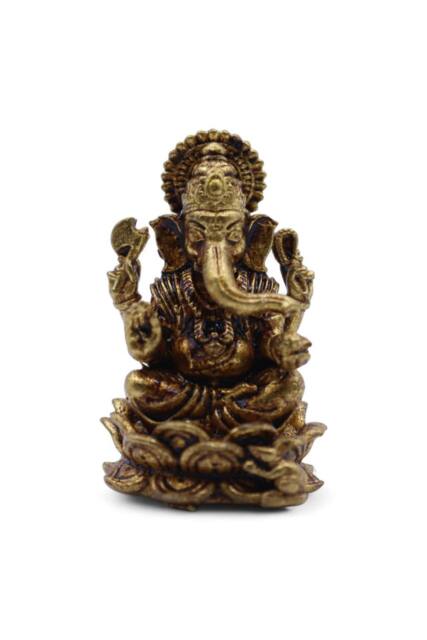 KDMD Brass Ganesha Miniature Statue - 30mm, Handcrafted Spiritual Decor in Bronze - image 1
