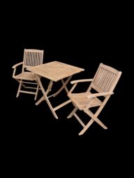 Royalcraft LONDON 70cm Square Folding Bistro Set with 2 London Folding Armchairs in Natural - thumbnail 2