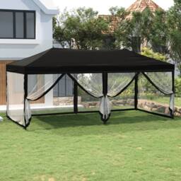 Berkfield Home Folding Party Tent with Sidewalls Black 3x6 m - thumbnail 2