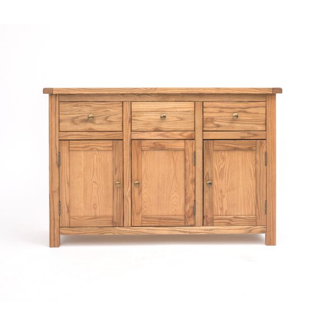 Cabinet Bits Trivento Light Wood 3 Drawer 3 Door Sideboard Brass Knob in Light Brown - image 1