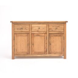 Cabinet Bits Trivento Light Wood 3 Drawer 3 Door Sideboard Brass Knob in Light Brown