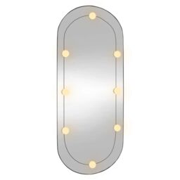Berkfield Home Wall Mirror with LED Lights 40x90 cm Glass Oval in Silver - thumbnail 4