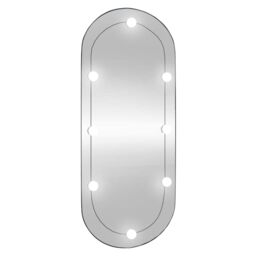 Berkfield Home Wall Mirror with LED Lights 40x90 cm Glass Oval in Silver - thumbnail 2