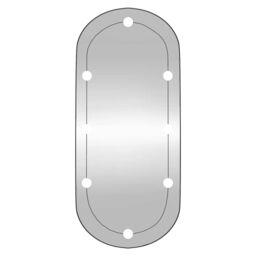 Berkfield Home Wall Mirror with LED Lights 40x90 cm Glass Oval in Silver - thumbnail 5