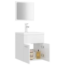 Berkfield Home Bathroom Furniture Set High Gloss White Engineered Wood - thumbnail 4