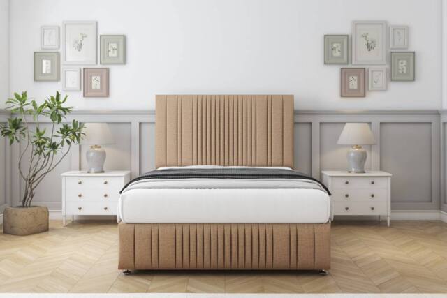 "Comfort Beds The Foxy Dumfries Divan Set 2 Drawers-26"" Headboard-Footboard in Light Brown - Size: Double" - image 1