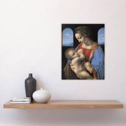 "Artery8 Madonna Litta Virgin Mary da Vinci Vintage Wall Art Print Poster in Blue - Size: W12"" x H16""" - thumbnail 4