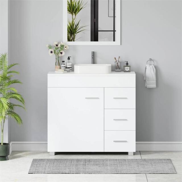 SPETLEK White Under Sink Bathroom Cabinet with Shelf Basin Storage - image 1