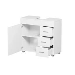 SPETLEK White Under Sink Bathroom Cabinet with Shelf Basin Storage - thumbnail 4