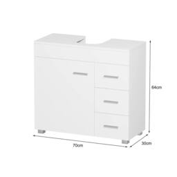 SPETLEK White Under Sink Bathroom Cabinet with Shelf Basin Storage - thumbnail 2