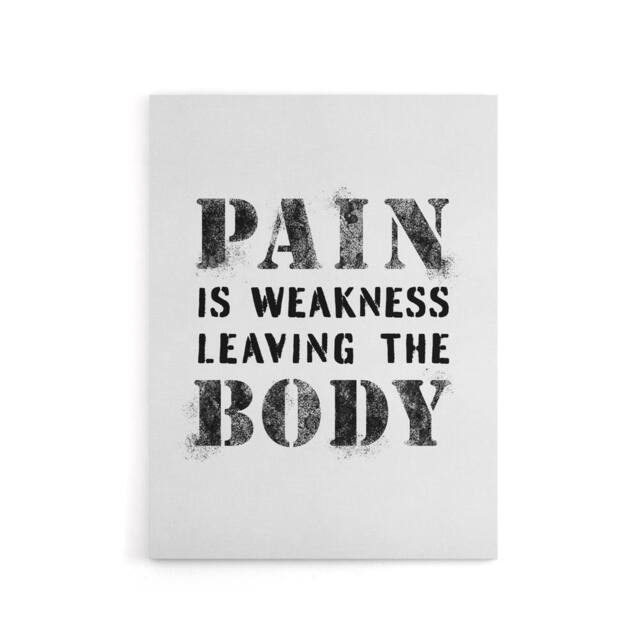 "Artery8 Quote Pain Is Weakness Leaving The Body Canvas Wall Art Print in White - Size: W18"" x H24""" - image 1