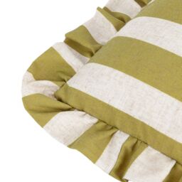 Furn Linen Stripe Printed Ruffle Cushion in Olive - Size: 50 cm x 50 cm - thumbnail 5