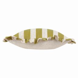 Furn Linen Stripe Printed Ruffle Cushion in Olive - Size: 50 cm x 50 cm - thumbnail 4
