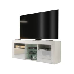 Creative Furniture TV Unit 145cm Modern - White with High Gloss Grey Doors - thumbnail 3