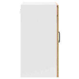 Berkfield Home Kitchen Wall Cabinet with Glass Door Lucca High Gloss White Wood in Brown - thumbnail 8