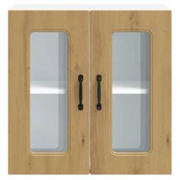 Berkfield Home Kitchen Wall Cabinet with Glass Door Lucca High Gloss White Wood in Brown - thumbnail 7