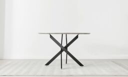 FurnitureboxUK Novara 120cm Round 6-Seater Dining Table With Black Metal Legs in Grey - thumbnail 3