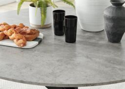 FurnitureboxUK Novara 120cm Round 6-Seater Dining Table With Black Metal Legs in Grey - thumbnail 5
