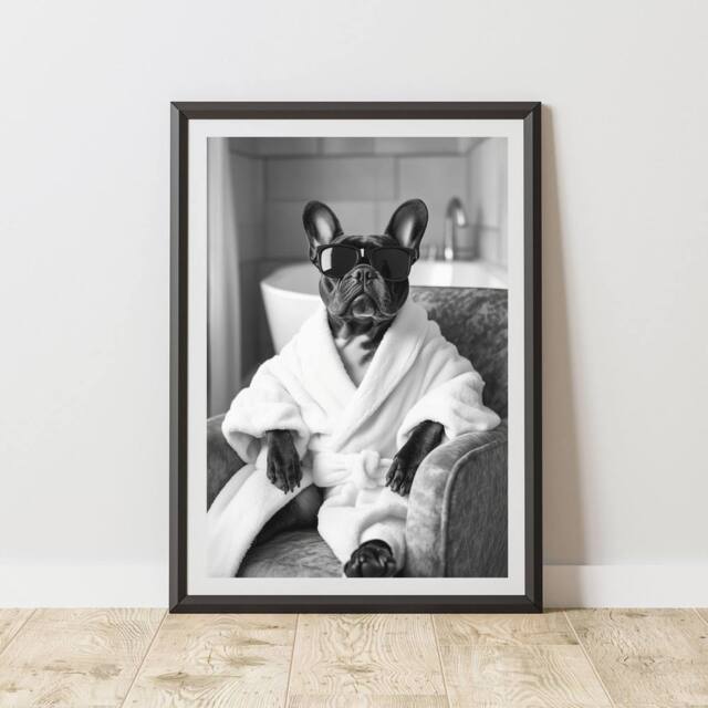 60 SECOND MAKEOVER French Bulldog Dressing Gown Animal Print - Size: A4 - image 1